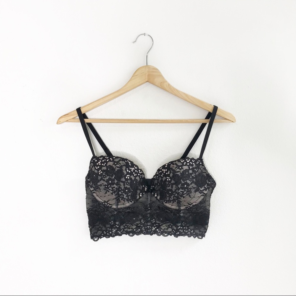 Victoria’s Secret Black Lace Bustier Bralette 36B